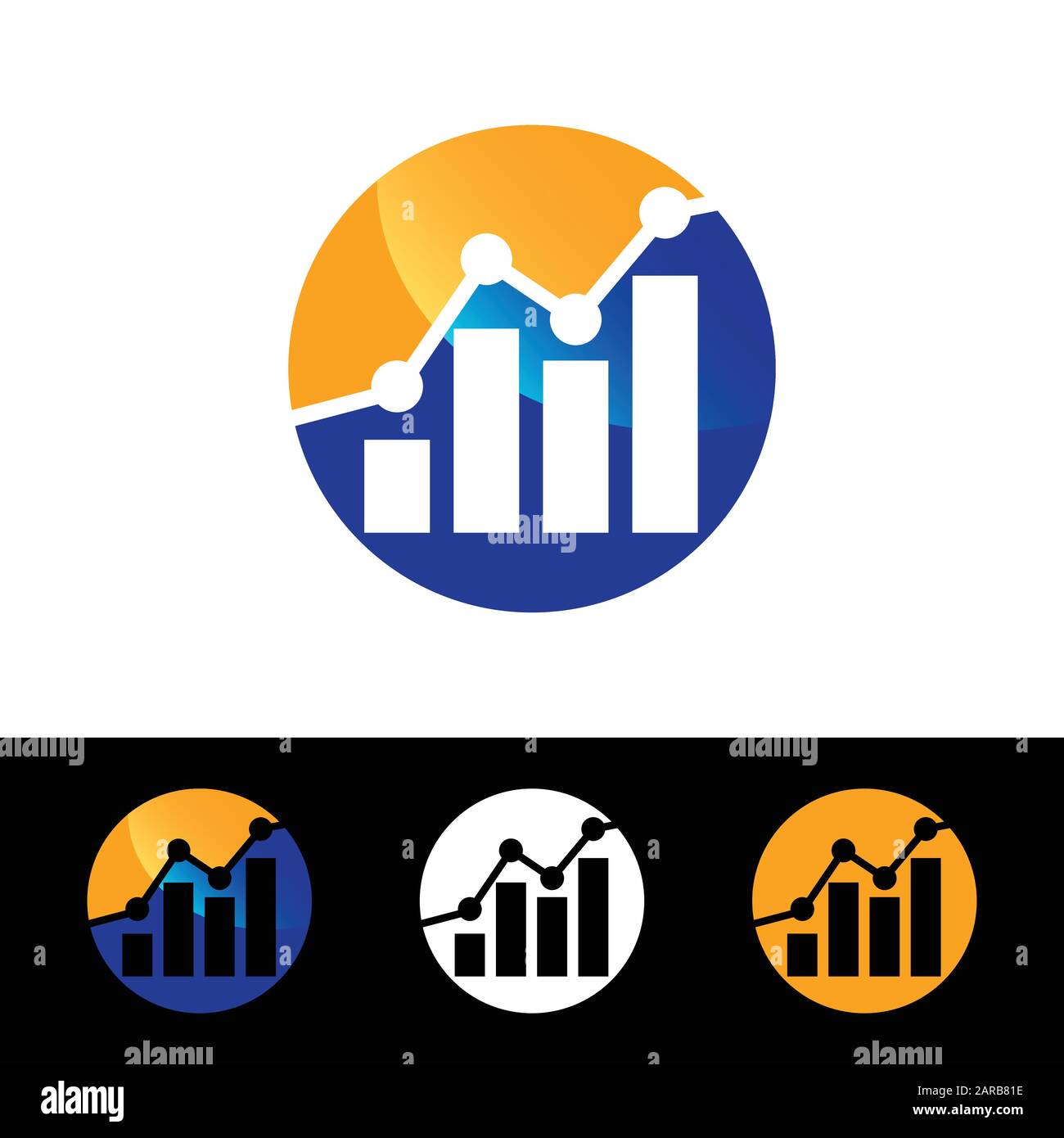 Vektordesign für Markterfolg. Abbildung des Wachstumsdiagramms, Logo der Finanzbuchhaltung Stock Vektor
