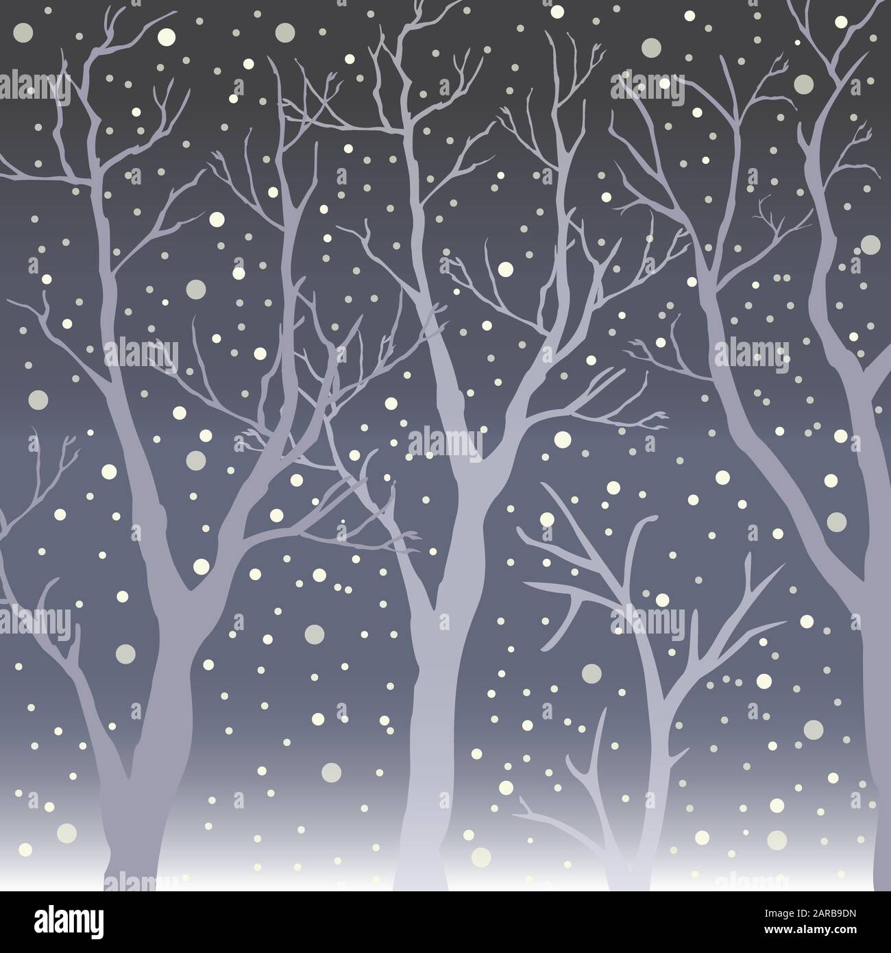 Winter Bäume im Hintergrund. Winter Landschaft mit Bäumen, Schnee. Schnee im Wald. Jahreszeit Natur. Vector Illustration. Stock Vektor