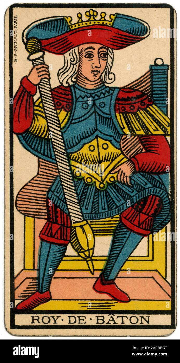 Tarotkarte - Roy de Baton (König der Clubs) Stockfoto