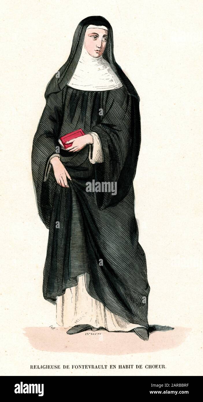 Nonne VON FONTEVRAULT in ihrem Chorkleid Stockfoto