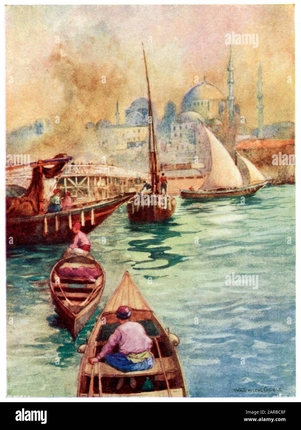 Istanbul: Das Goldene Horn und die Galatabrücke Datum: 1906 Stockfoto