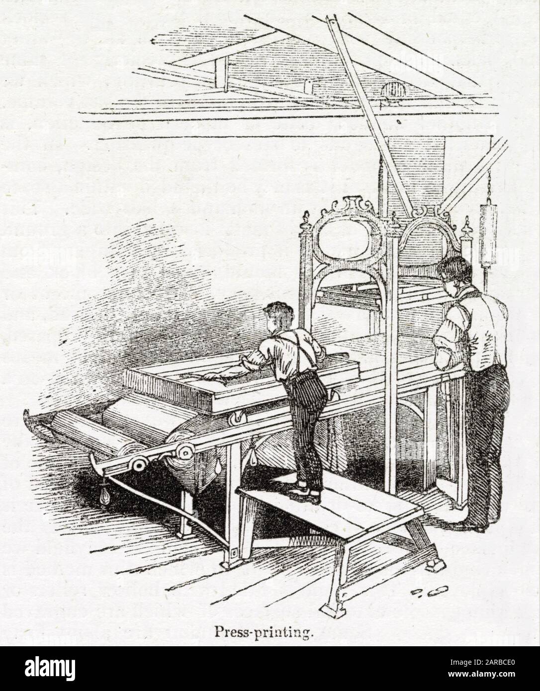 Press Printing, Thomas Hoyle's Print Works, Manchester 1843 Stockfoto