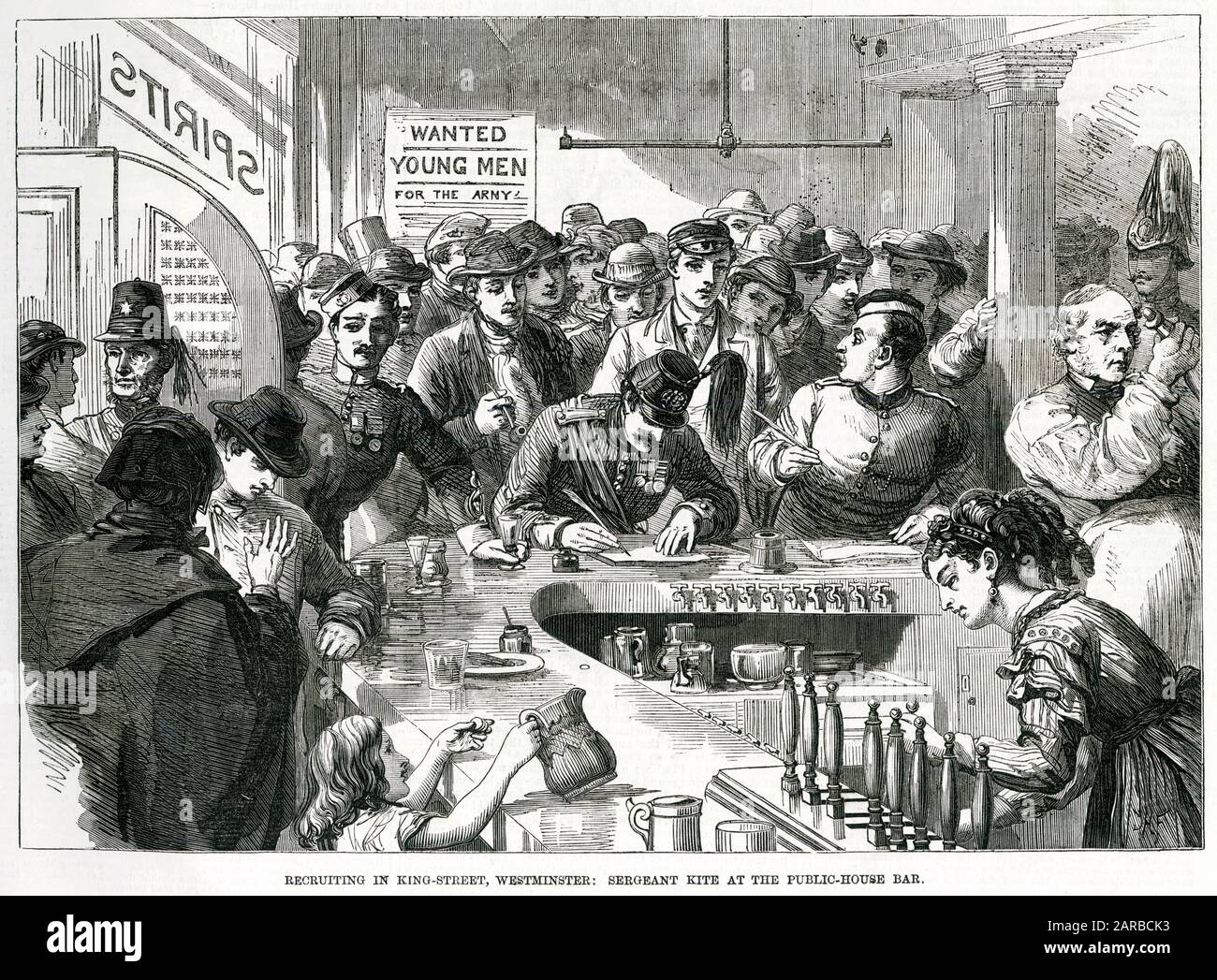 Rekrutierung in Westminster 1870 Stockfoto