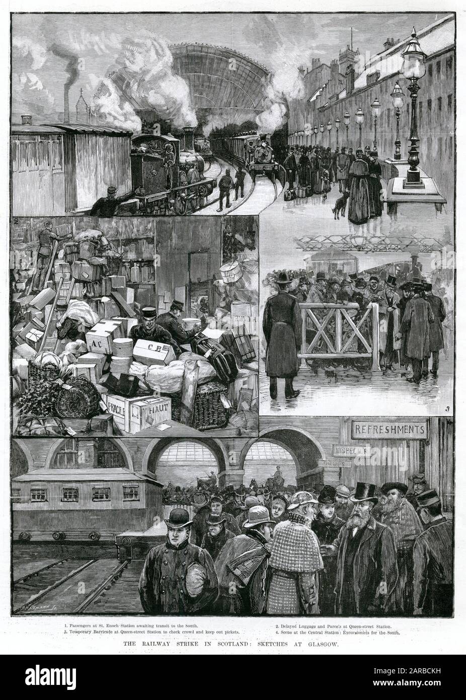 Serie von Illustrationen des Streiks in Glascow im Jahr 1891. Datum: 1891 Stockfoto