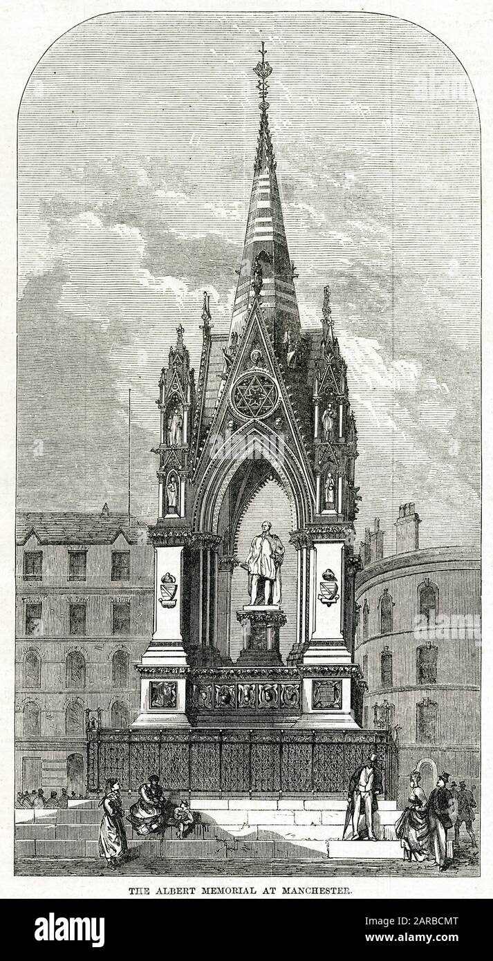 Das Albert Memorial in Manchester 1870 Stockfoto