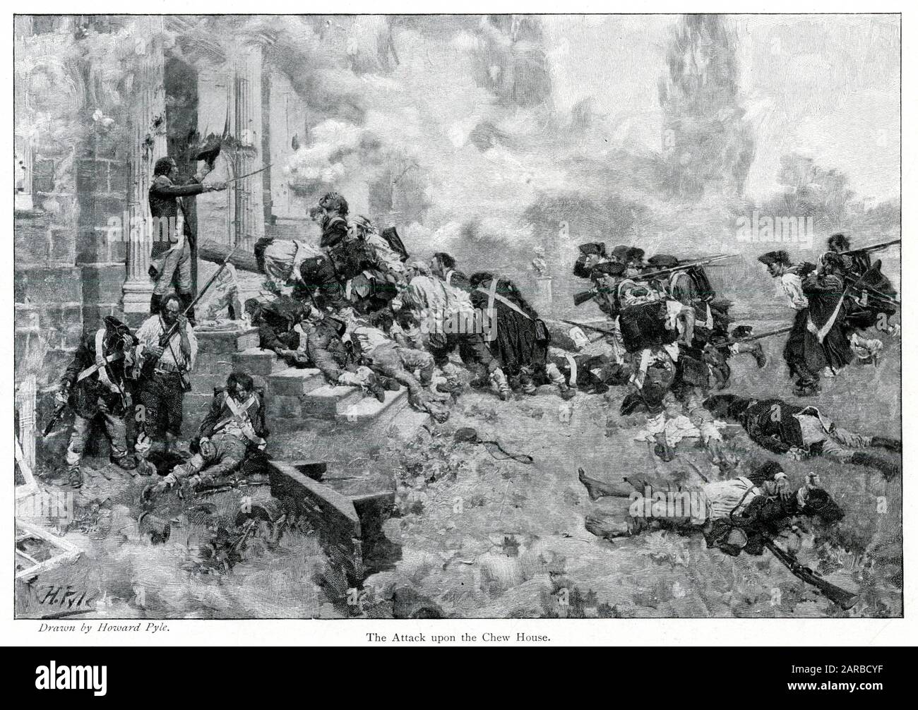 Amerika - Angriff auf die Chew-House-Schlacht in Germantown Stockfoto