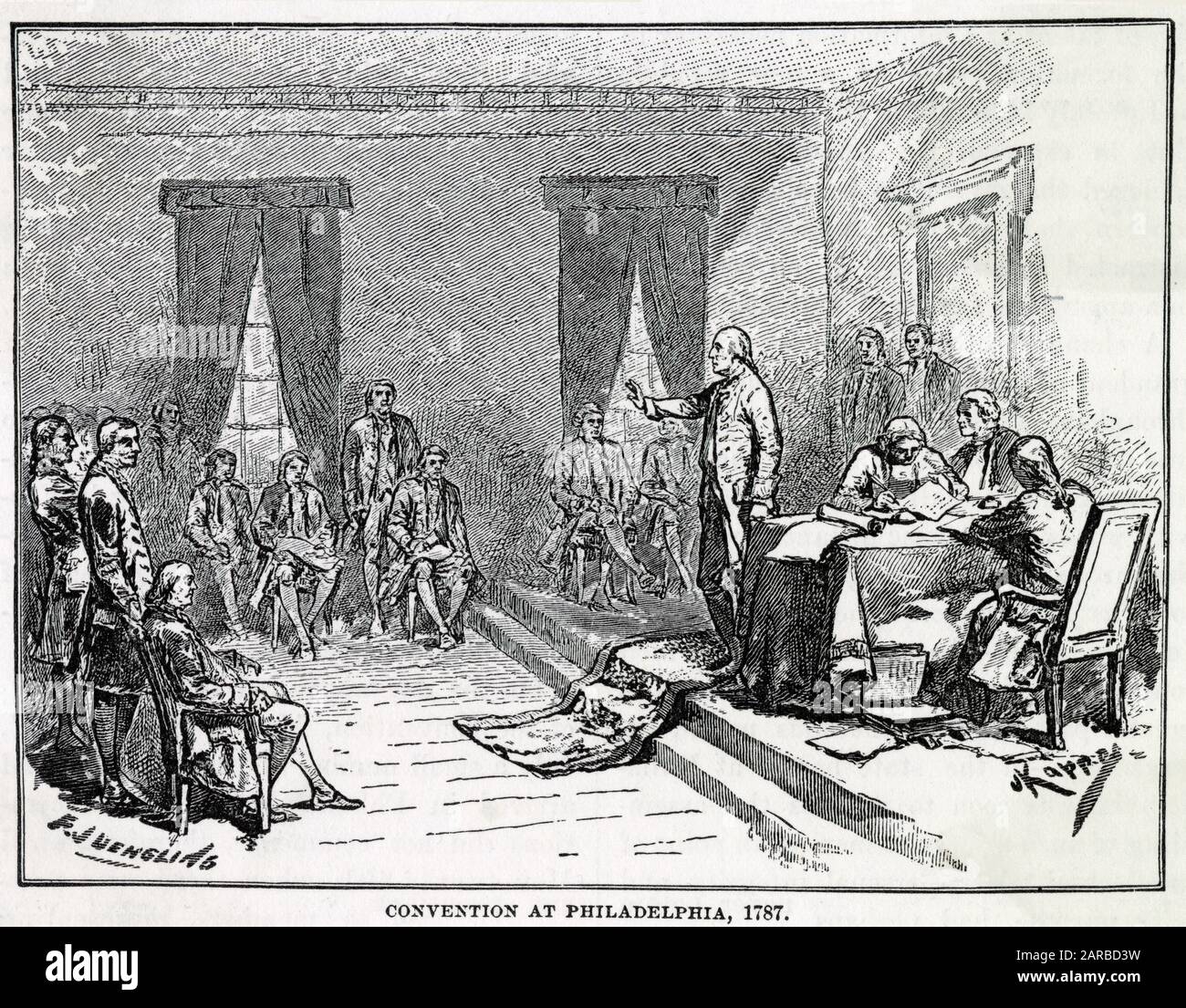 Der Konvent In Philadelphia schreibt die US-Verfassung Nach Dem amerikanischen Unabhängigkeitskrieg aus Datum: 1787 Stockfoto