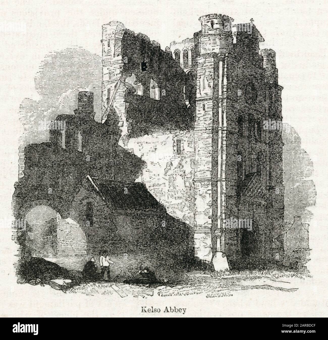 Blick auf Kelso Abbey, schottische Grenzen, Schottland Stockfoto