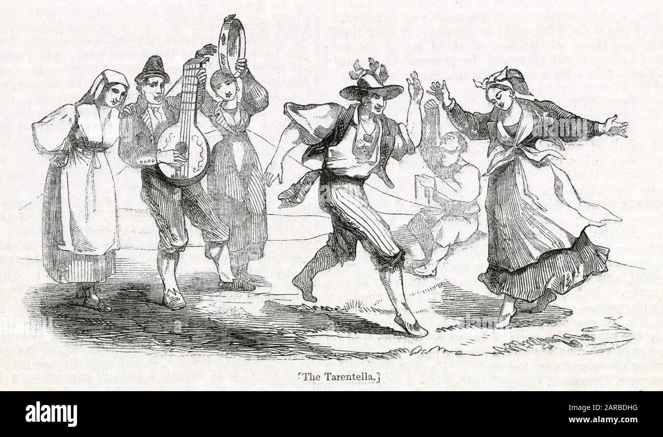 Landmenschen tanzen die Tarantella, Italien Stockfoto