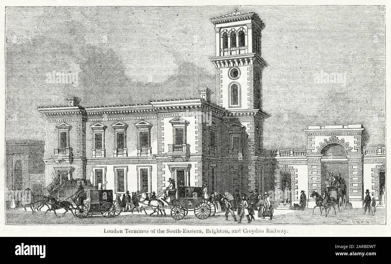 London Bridge Terminus of the South Eastern, Greenwich, Brighton und Croydon Railways, Datum: 1843 Stockfoto