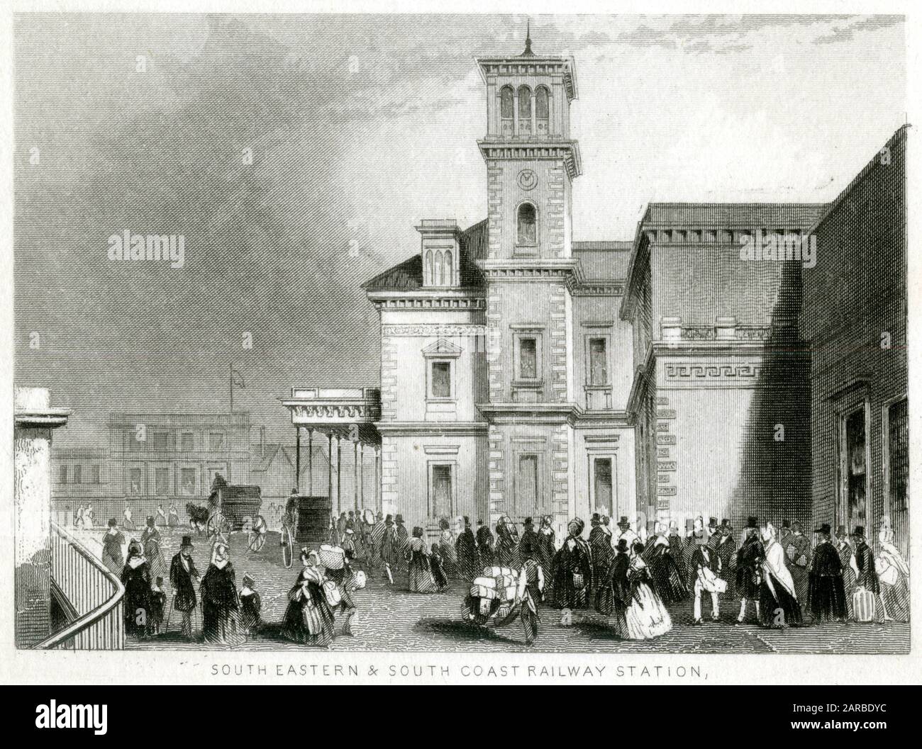 Das Äußere des Gebäudes des Bahnhofs South Eastern & South Coast, London Bridge, Datum: 1846 Stockfoto