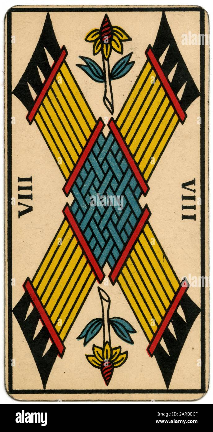 Tarot-Karte - Baton VIII Stockfoto