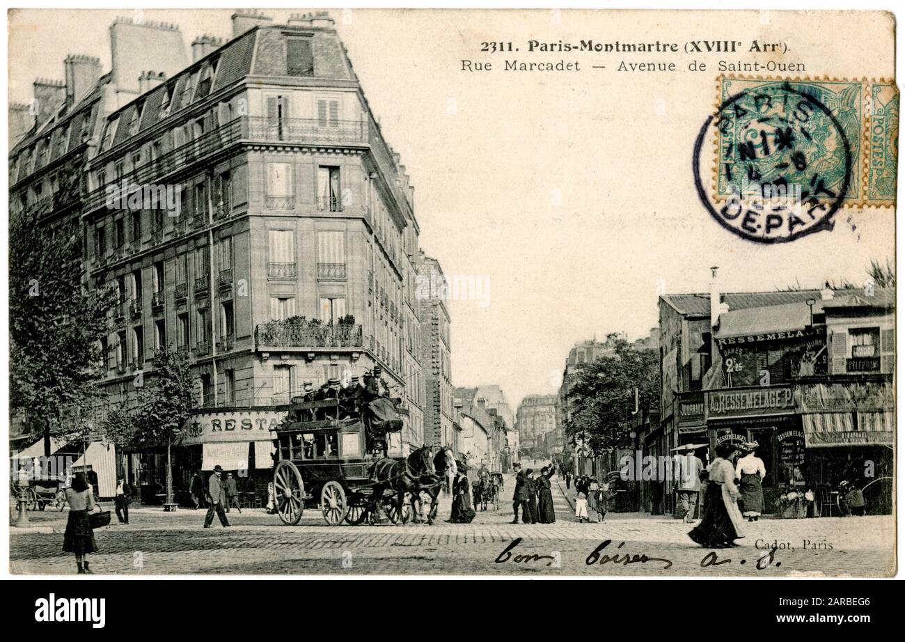Rue Marcadet, Avenue de St Ouen, 17. Arrondissement, Paris, Frankreich. Stockfoto