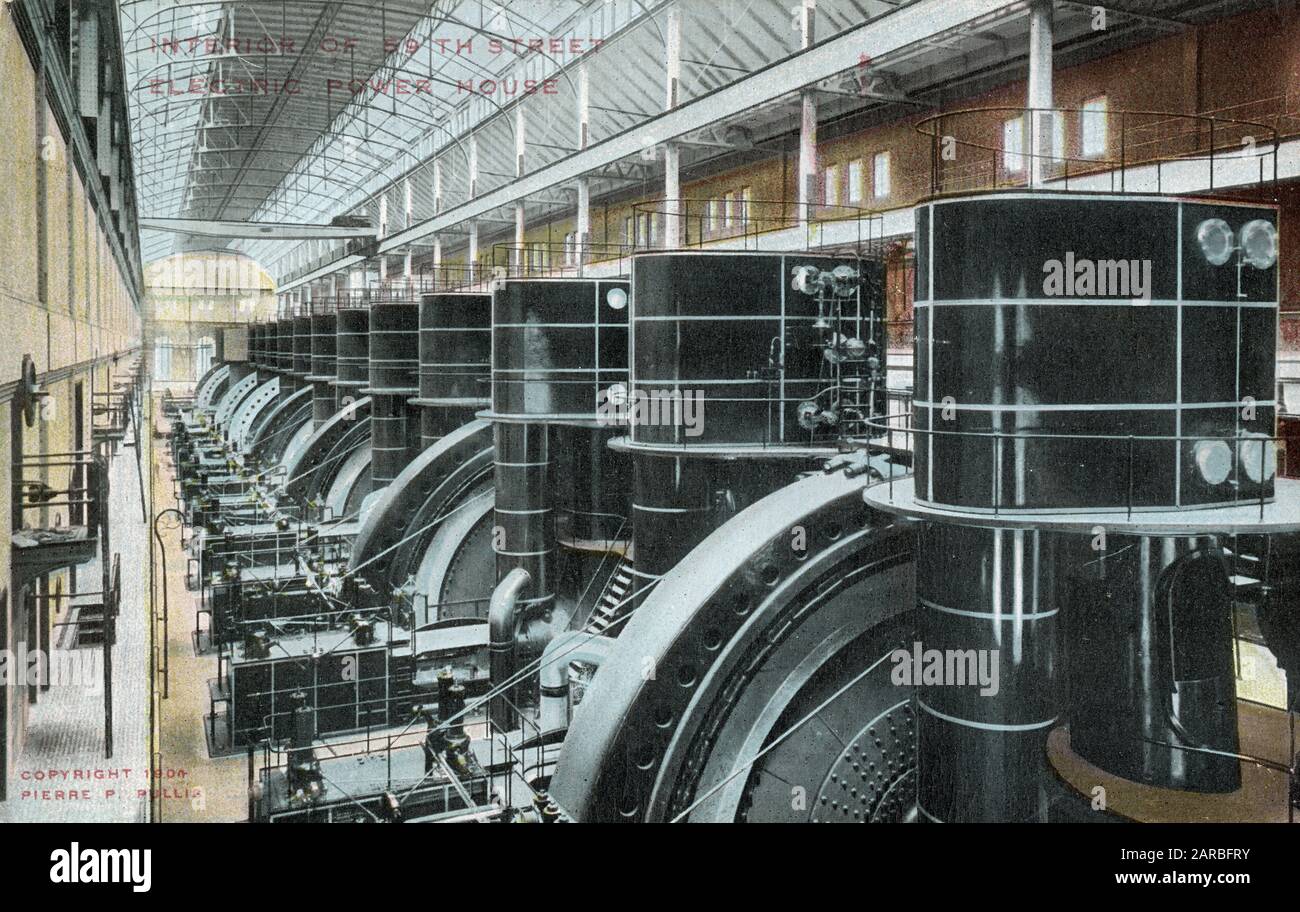 Innenausstattung des Kraftwerks in der 59. Street für die New York U-Bahn, Manhattan, USA. Stockfoto