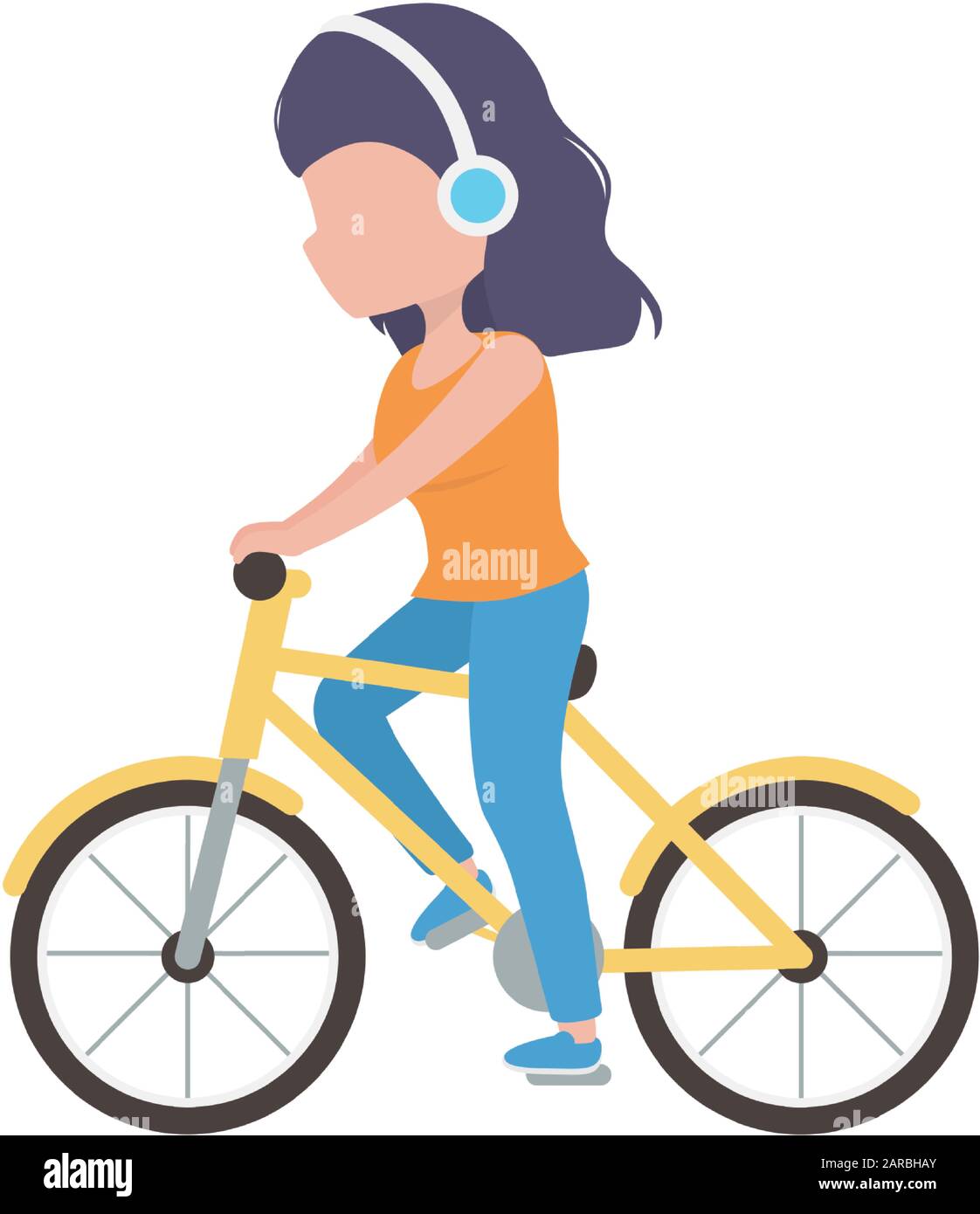 Junge Frau mit Kopfhörer auf weißem Hintergrund Vektorgrafiken Stock Vektor