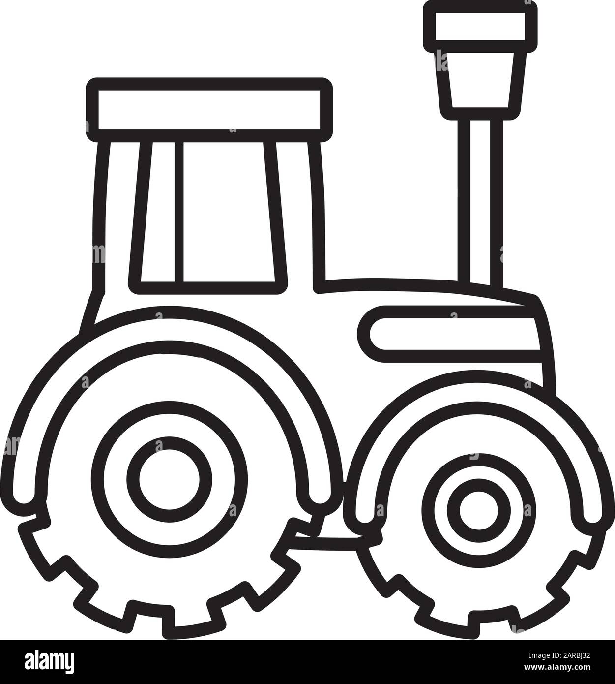 Traktor LKW Maschine Farm Cartoon Vektor Illustration Dicke Linie Stock