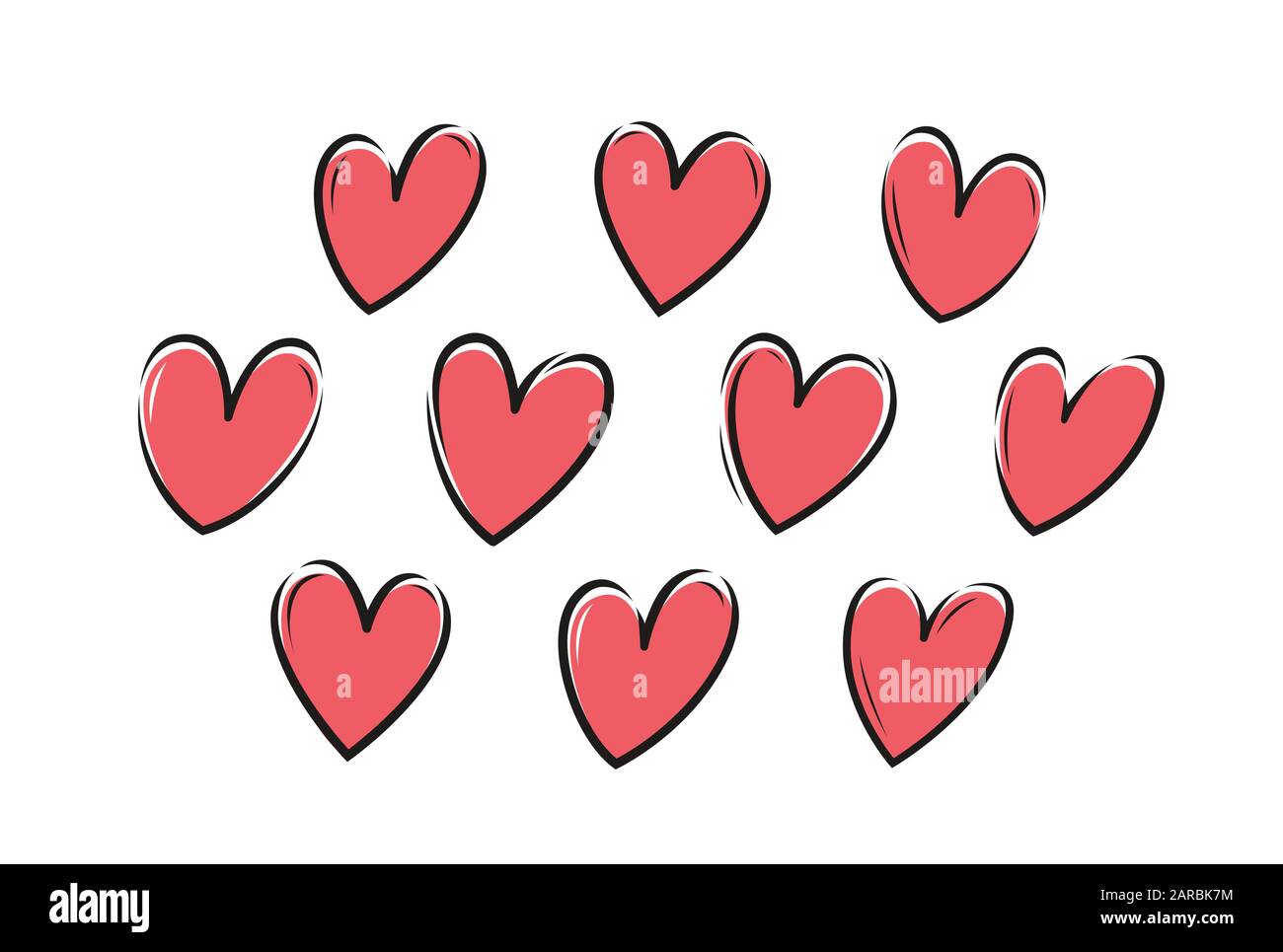 Herz-Set. Liebe, valentine Symbol oder Symbol. Vektorgrafik Stock Vektor