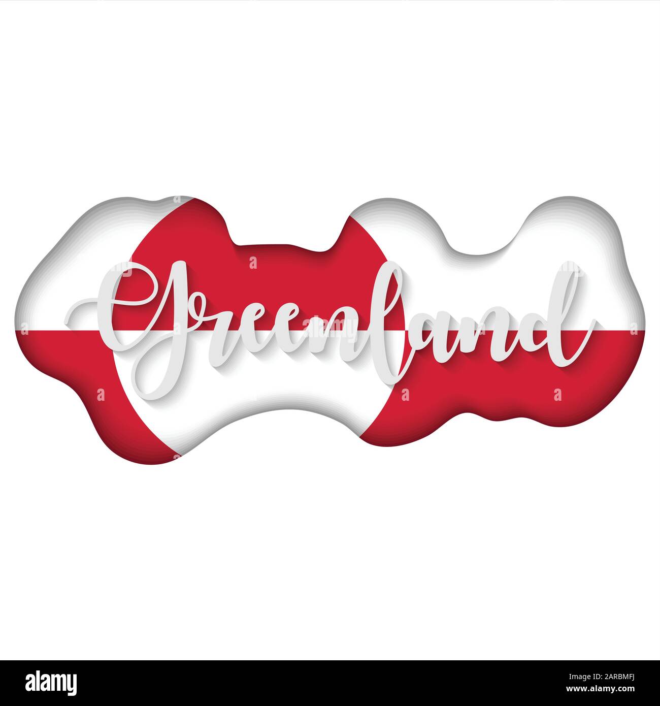 Grönländische Schrift über der Flagge, Vektorgrafiken, internationale Flagge Stock Vektor