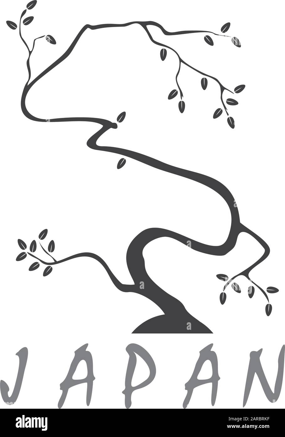 Symbolvektor des einfachen, handgezeichneten designs von japanischen Bonsai-Bäumen Stock Vektor