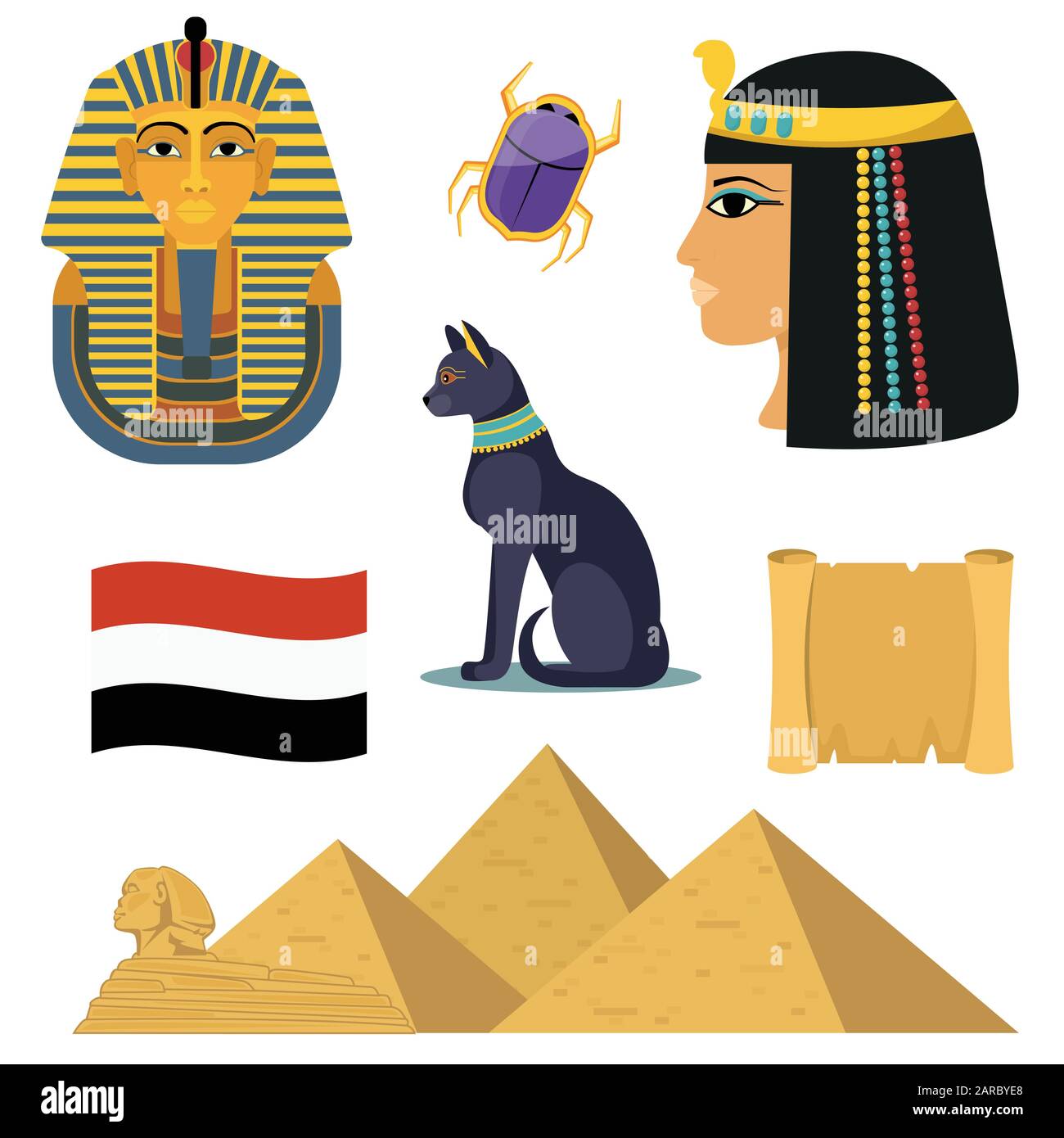 Ägypten Icons Set. Berühmte ägyptische Symbole. Stock Vektor Ägypten Icons Set. Berühmte ägyptische Symbole. Stock Vektor