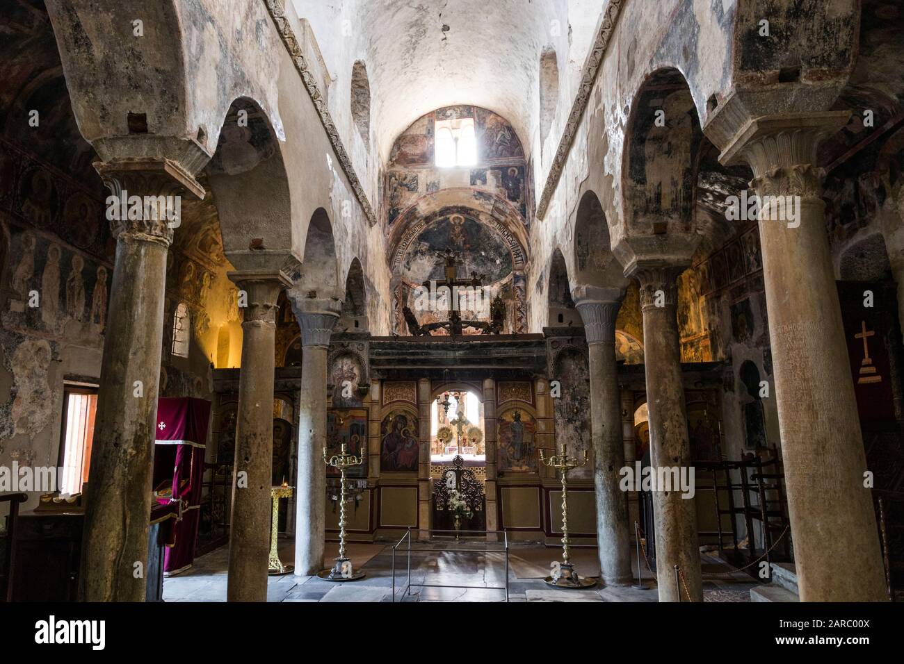 Mystras, Griechenland. In der Metropolis von Mystras (St. Demetrius Kirche) Stockfoto