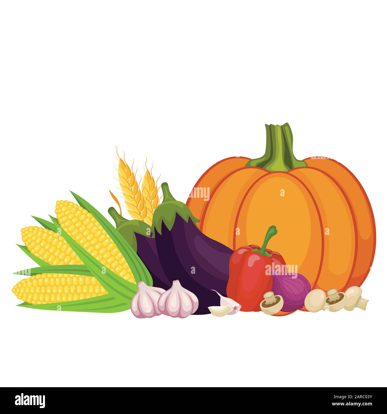 Erntedankfest. Gemüse. Herbsternte. Vektorgrafiken. Stock Vektor