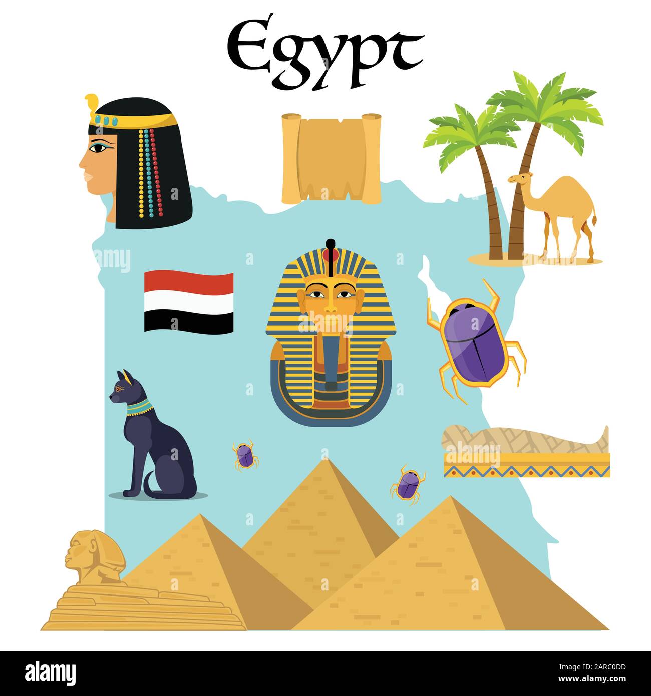 Ägypten Icons Set. Berühmte ägyptische Symbole. Stock Vektor Ägypten Icons Set. Berühmte ägyptische Symbole. Stock Vektor