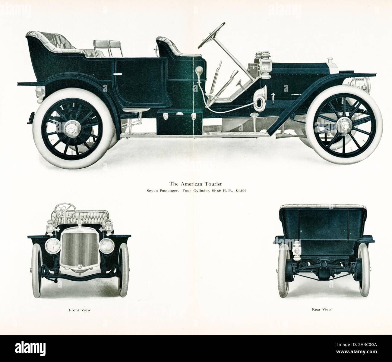 Die American Motor Car Company, Vintage Car, The American Tourist, 50-60 ps, 4000 USD, Illustration im Jahr 1907 Stockfoto