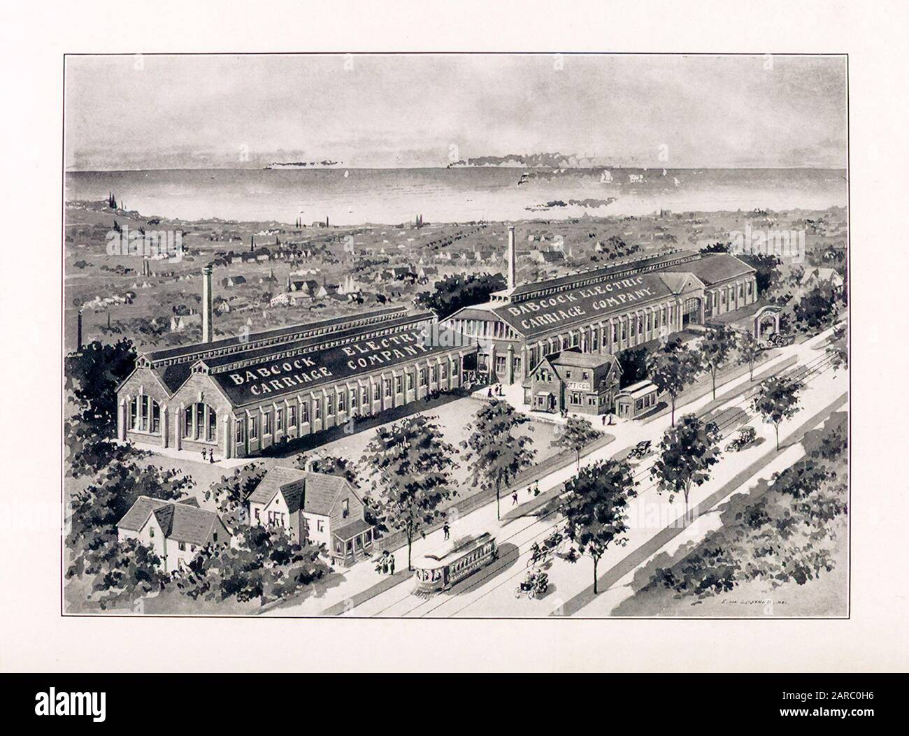 Babcock Electric Carriage Company, Fabrikgebäude, Buffalo New York, Illustration von 1909 Stockfoto
