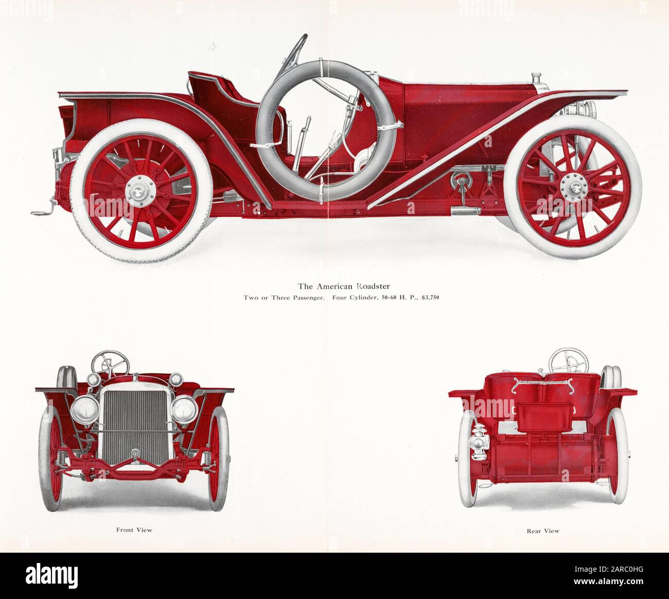 Die American Motor Car Company, Vintage Car, The American Roadster, 50-60 ps, 3750 US-Dollar, Illustration im Jahr 1909 Stockfoto