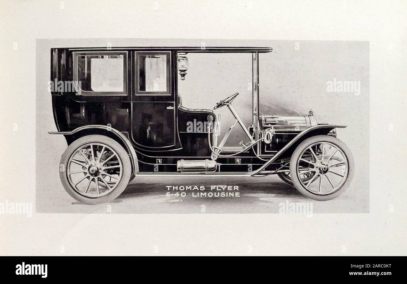 Thomas Motor Company, Vintage Car, Thomas Flyer 6-40 Limousine, Illustration ca. im Jahr 1909 Stockfoto