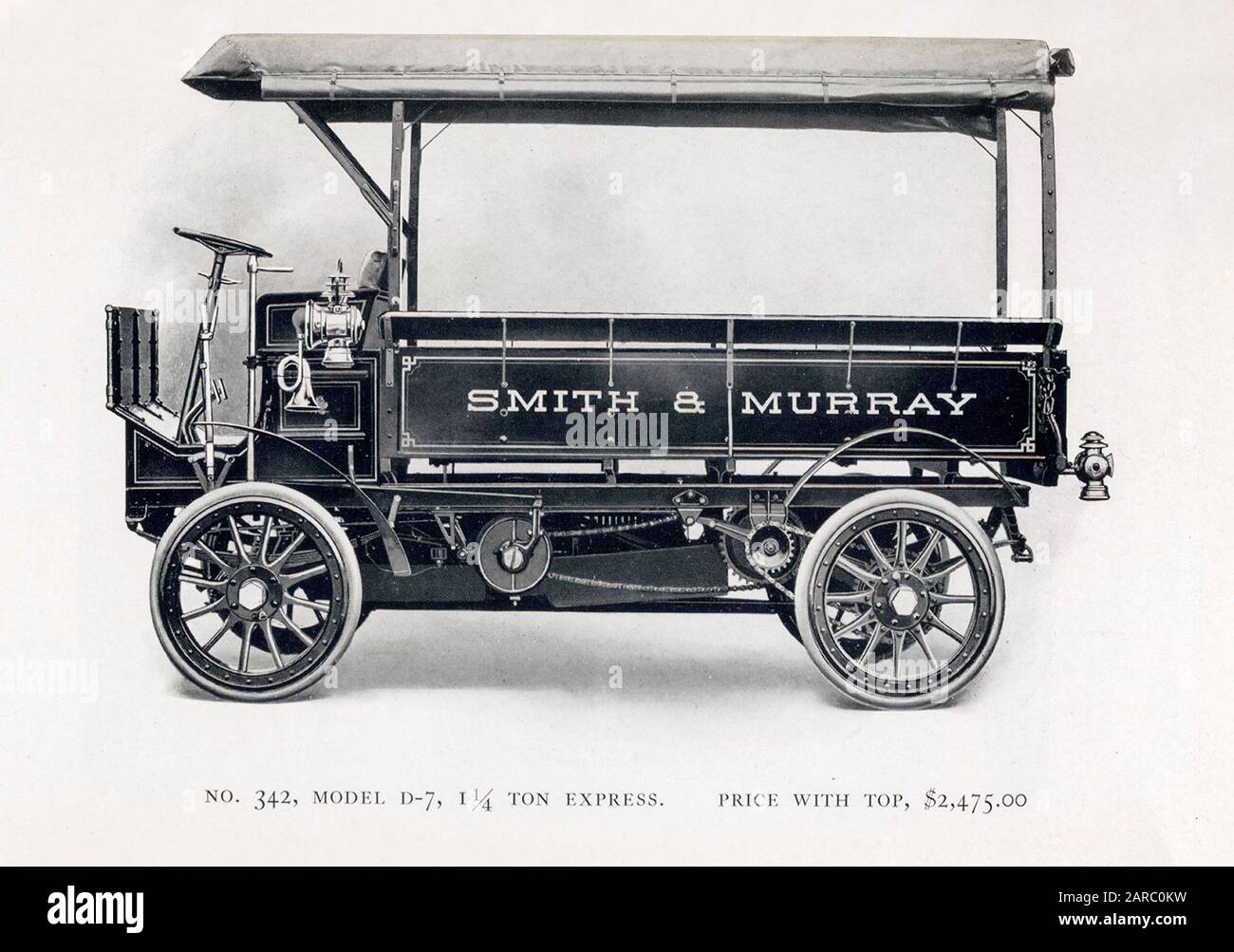 Knox Vintage Commercial Cars, Vans & Trucks, Nr. 342, Modell D-7, 1 1/4 Tonnen Express Van, Truck, Illustration, 1909 Stockfoto