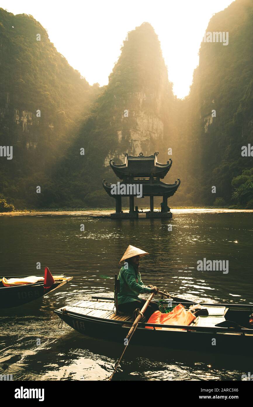 Ninh Binh Vietnam River Stockfoto