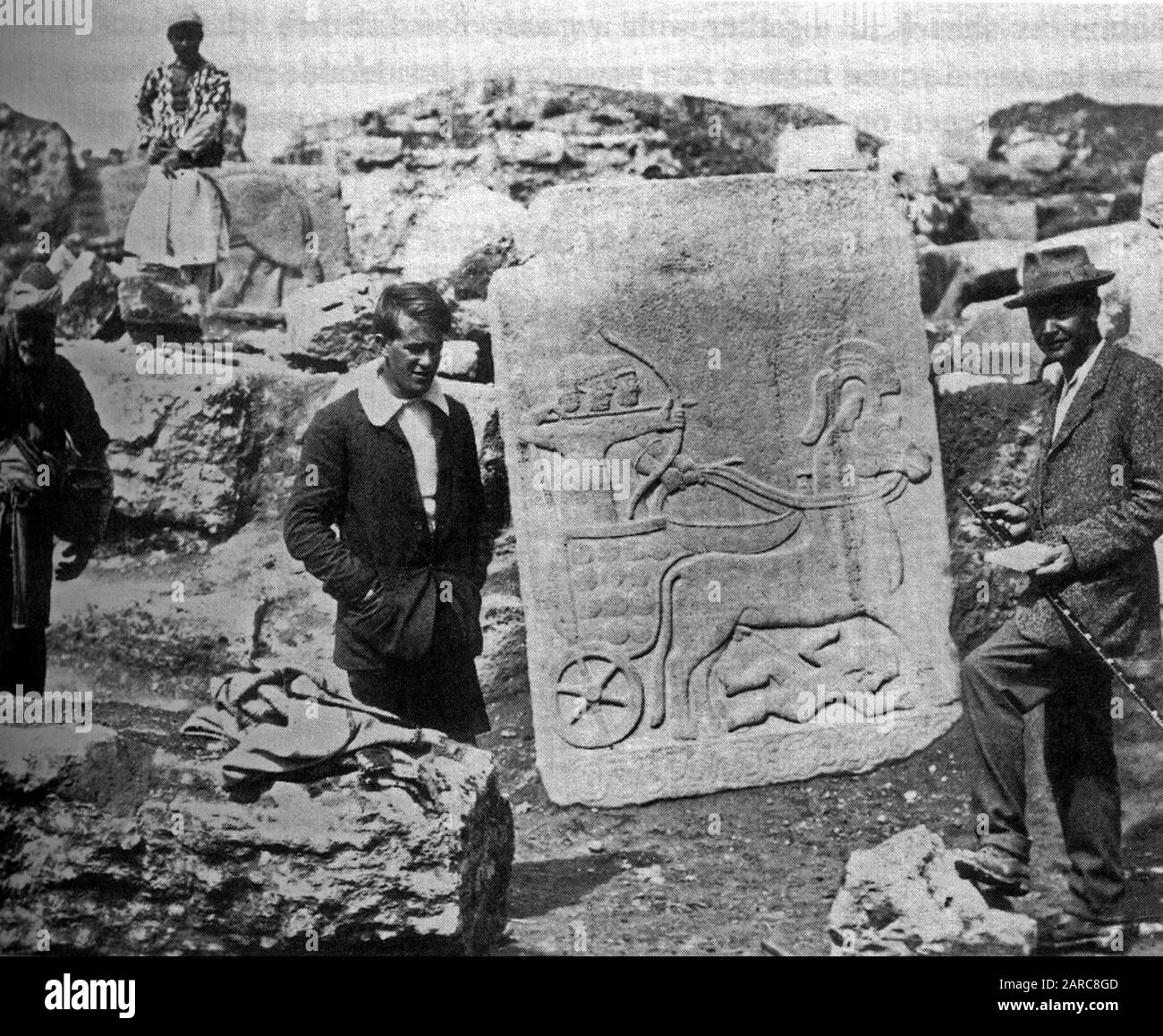 T.E.Lawrence arbeitet als Archäologe für das Britische Museum in Karchemisch in Syrien. 1913 Stockfoto