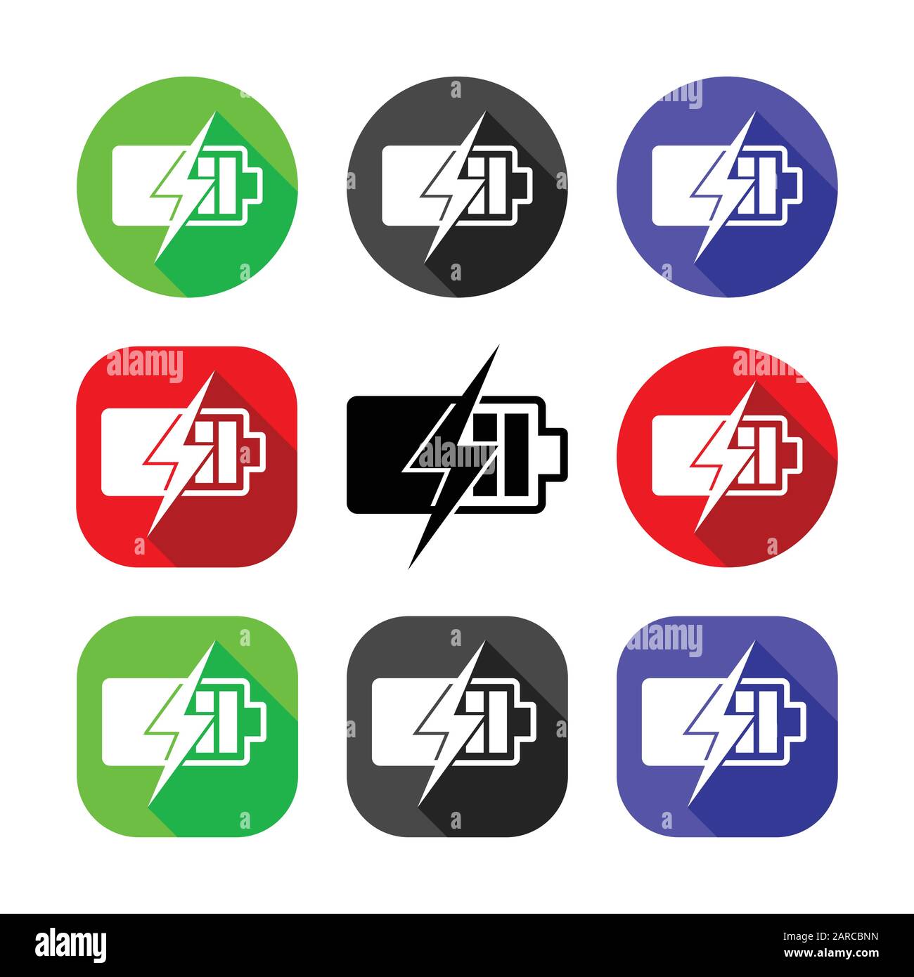 Batteriesymbole Grafikdesign Vektorsymbole Stock Vektor