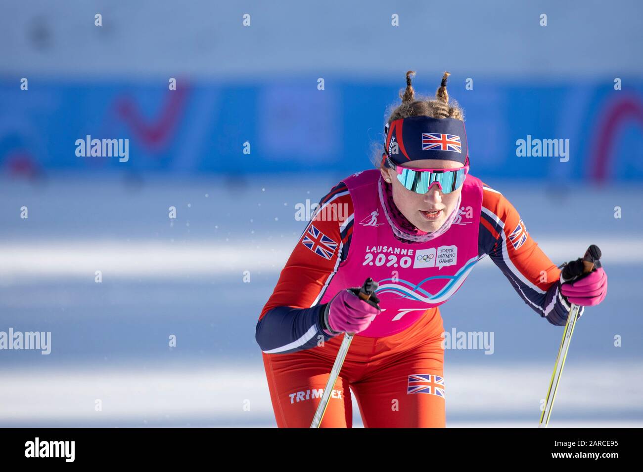 Molly Jefferies (16) von Team GB im Cross-Country Skiing Damen 5 km Classic während der Jugend-Olympioniken von Lausanne 2020 am 21. Januar 2020. Stockfoto