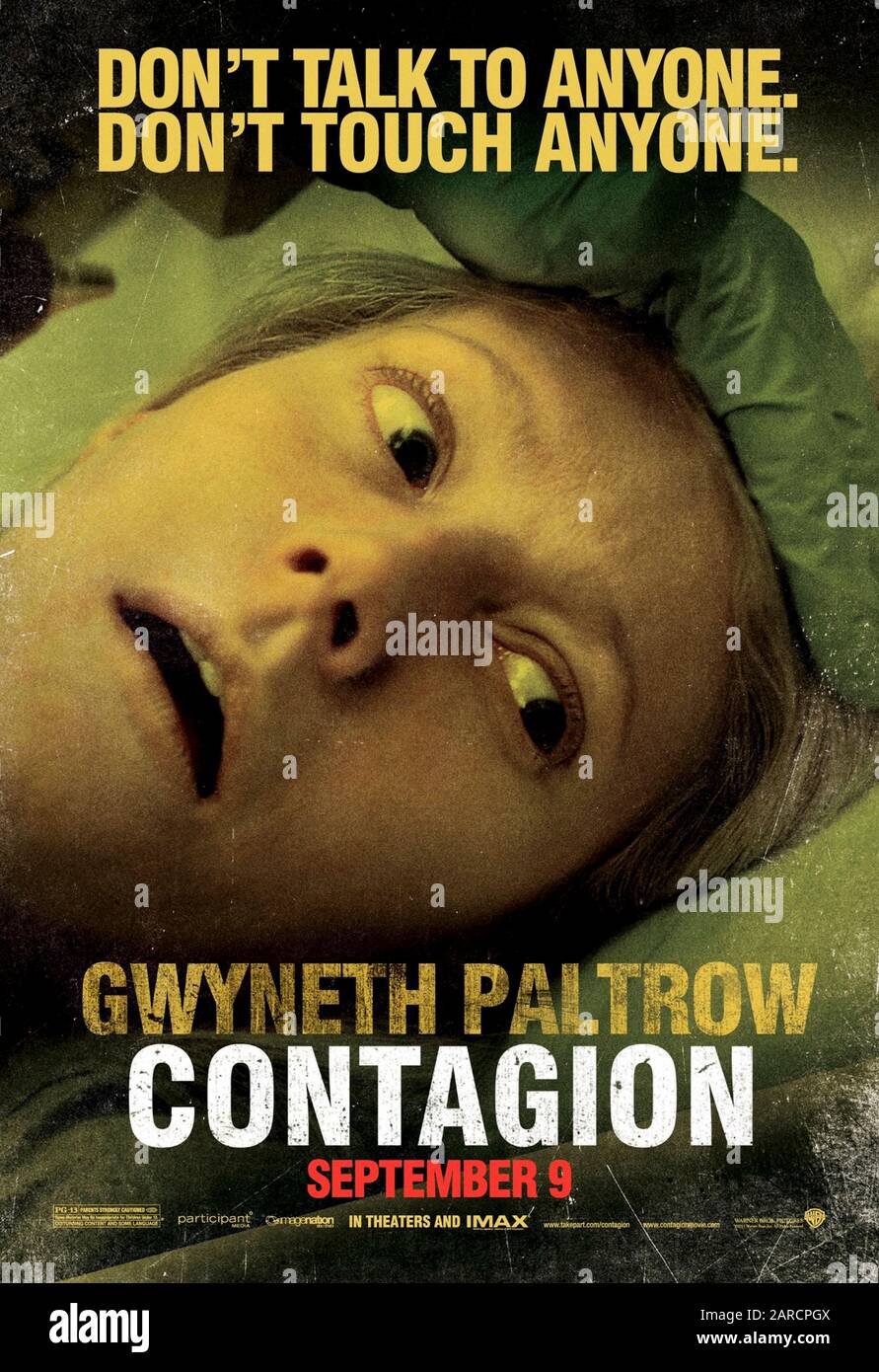 Ansteckung (2011) unter der Regie von Steven Soderbergh und mit Gwyneth Paltrow als Elizabeth 'Beth' Emhoff in dieser genauen Darstellung der Verbreitung eines tödlichen Virus und der daraus resultierenden Pandemie. Stockfoto