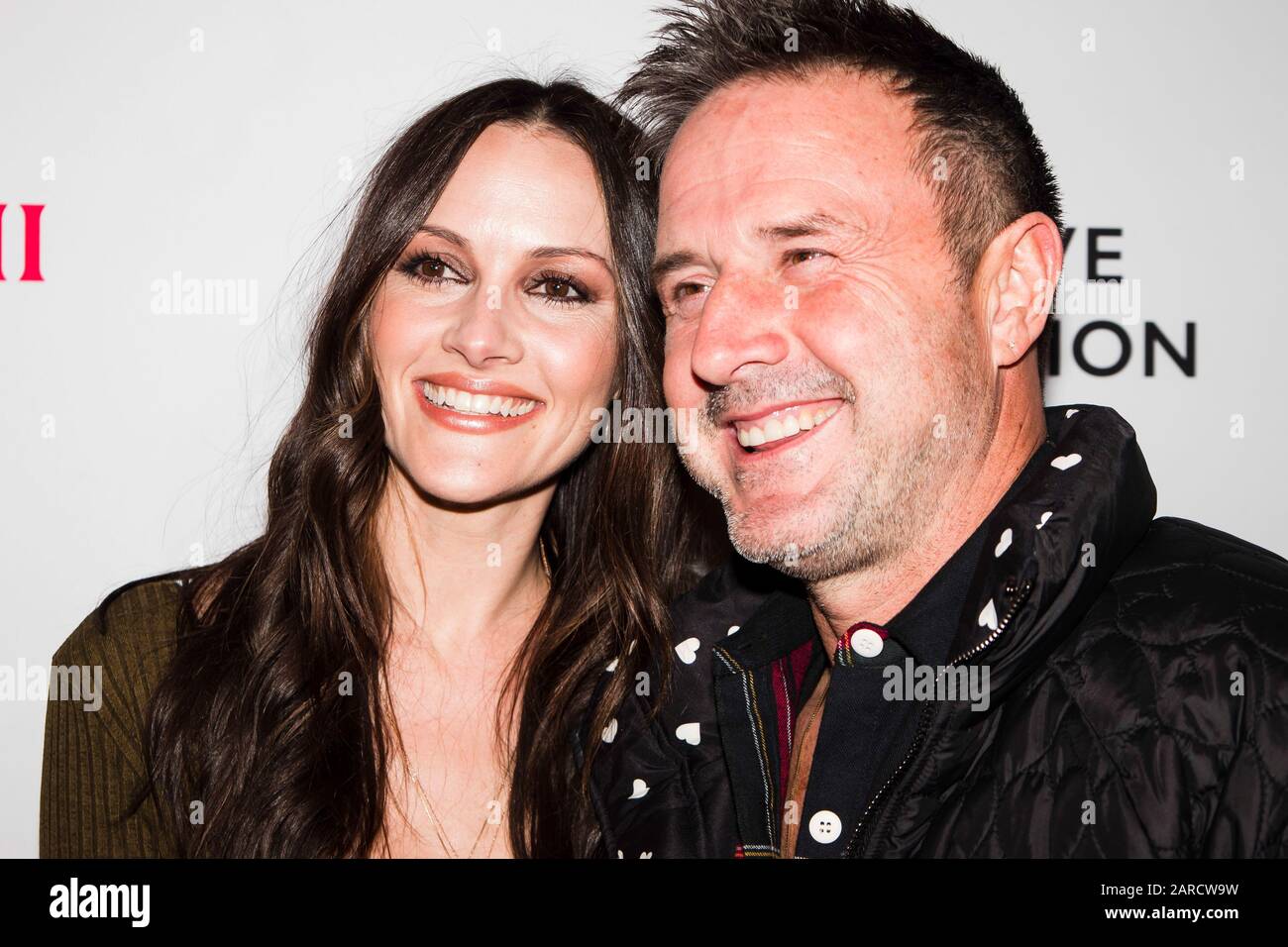 Schauspieler David Arquette (r) und Frau Christina McLarty besuchen am 25. Januar 2020 das Spotlight Initiative Gala Awards Dinner in Park City, Utah. Stockfoto