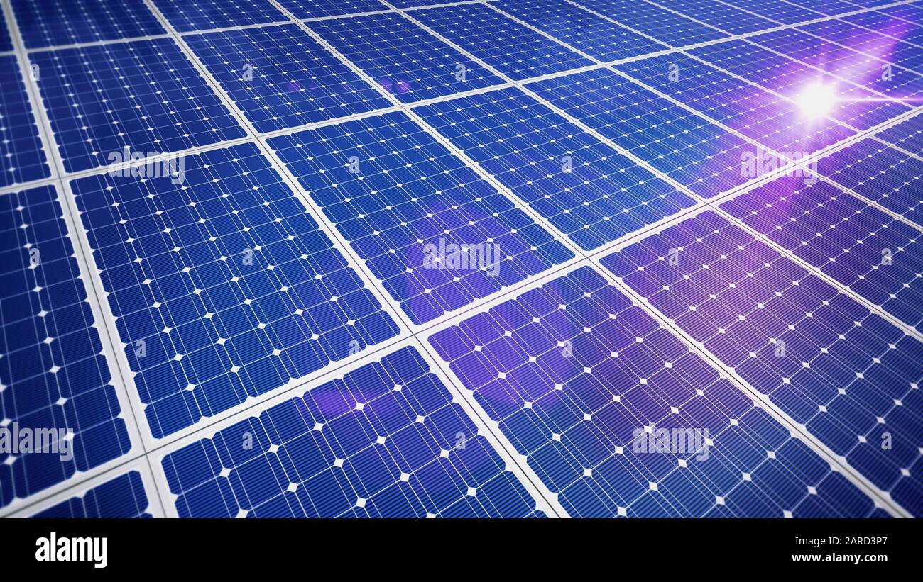 Solarpanel-Konzept 3D-Illustrationshintergrund Stockfoto
