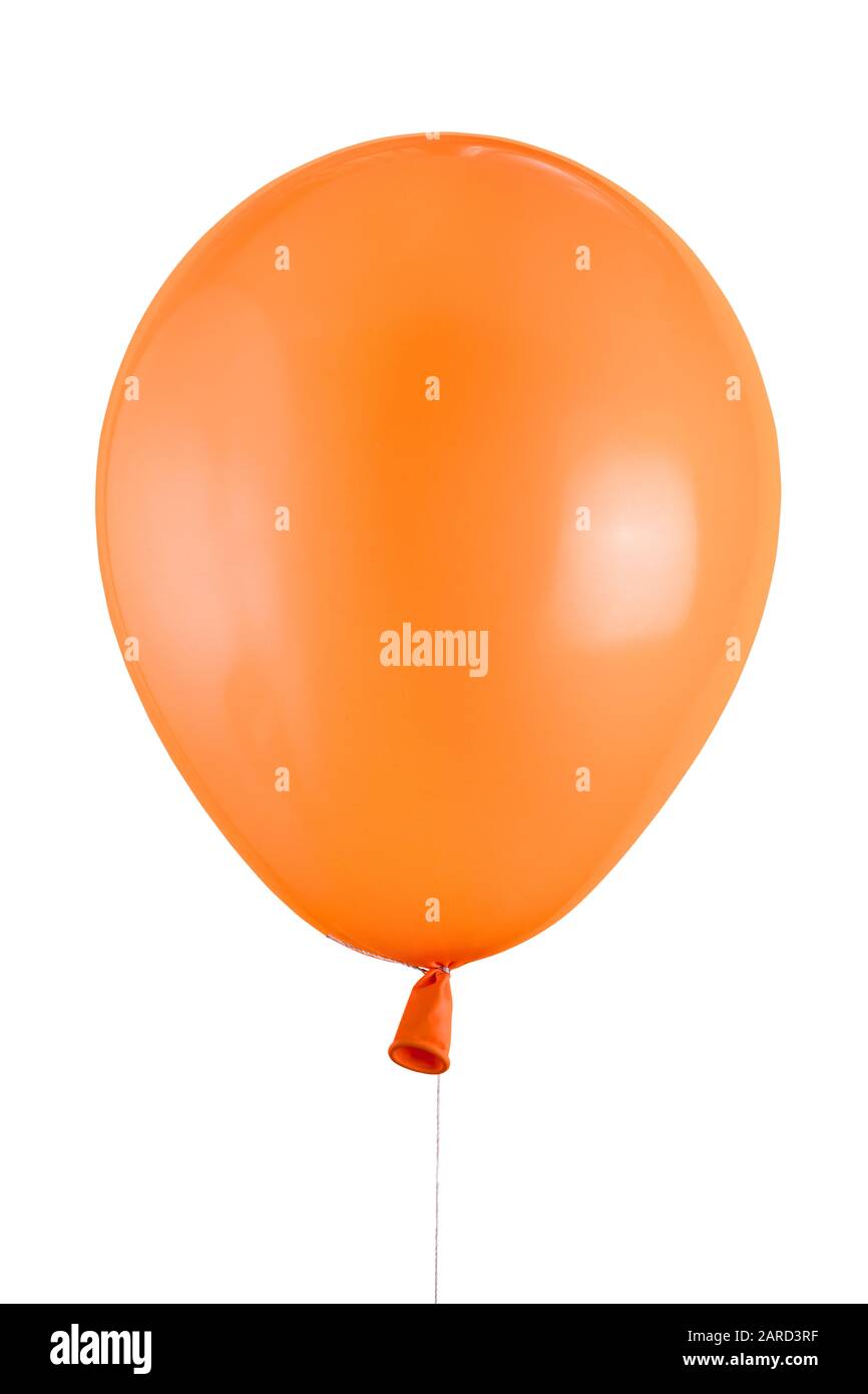 Großer orangefarbener Ballon, isoliert auf weißem, Beschneidungspfad enthalten Stockfoto