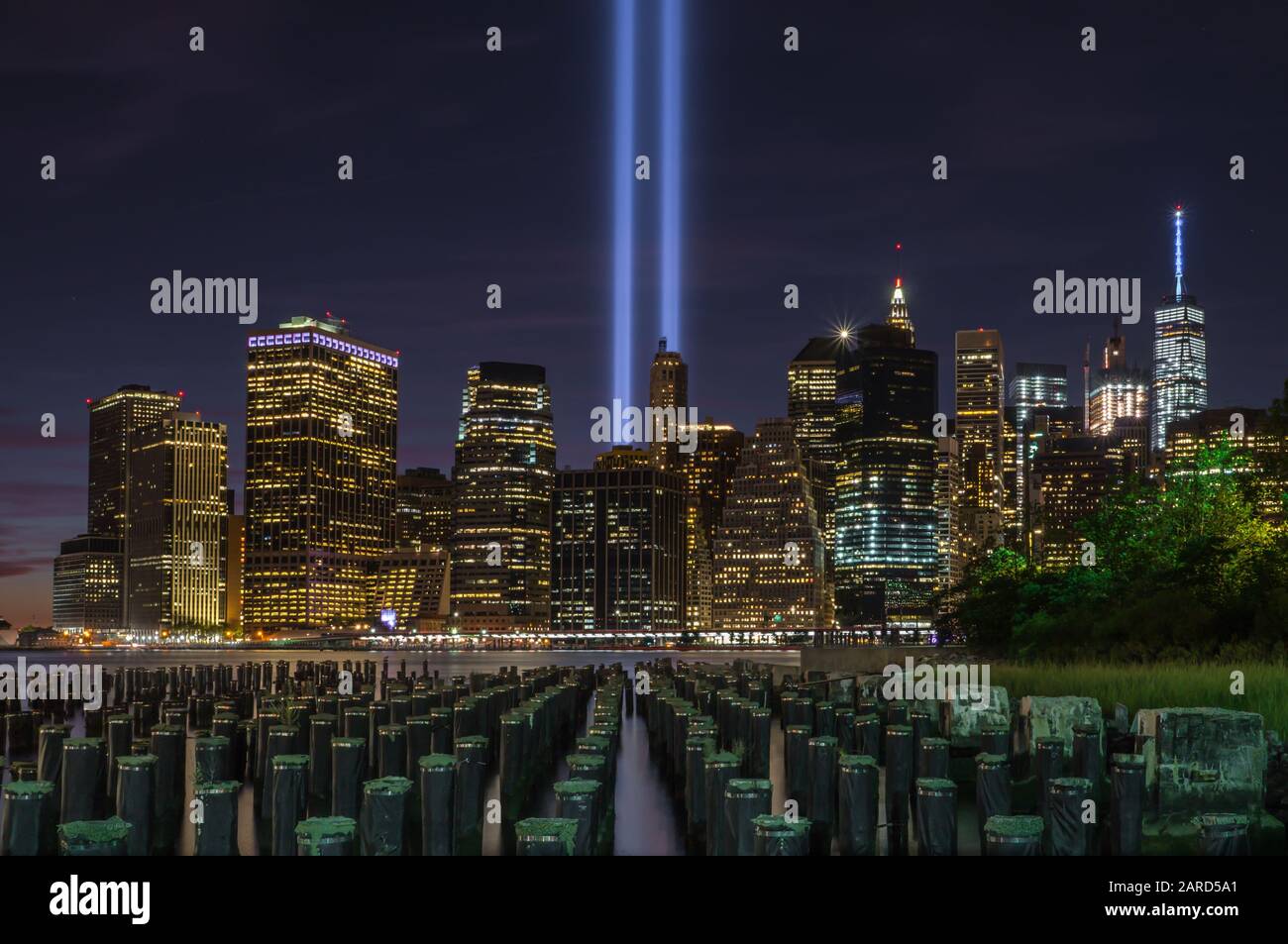 Tribute in Light in New York Stockfoto