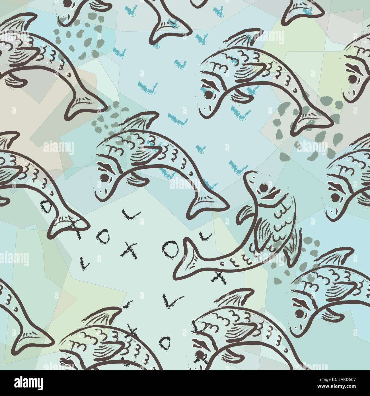 Hand gezeichneten Unterwasserwelt. Hand gezeichnet, im skandinavischen Stil. Detaillierte Arbeit. Stock Vektor