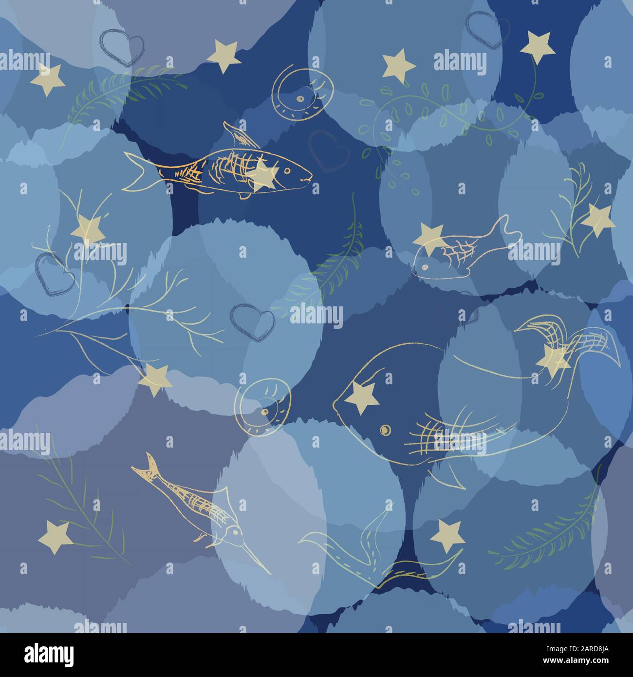 Hand gezeichneten Unterwasserwelt. Vector Illustration Stock Vektor