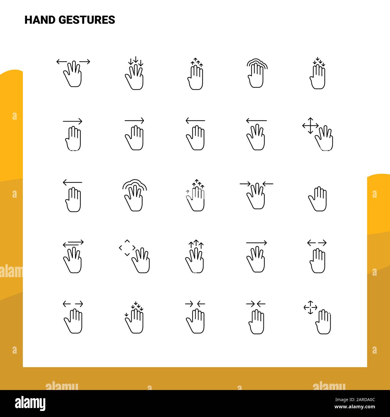 Das Liniensymbol für Handgesten enthält 25 Symbole. Vector Minimalism ...