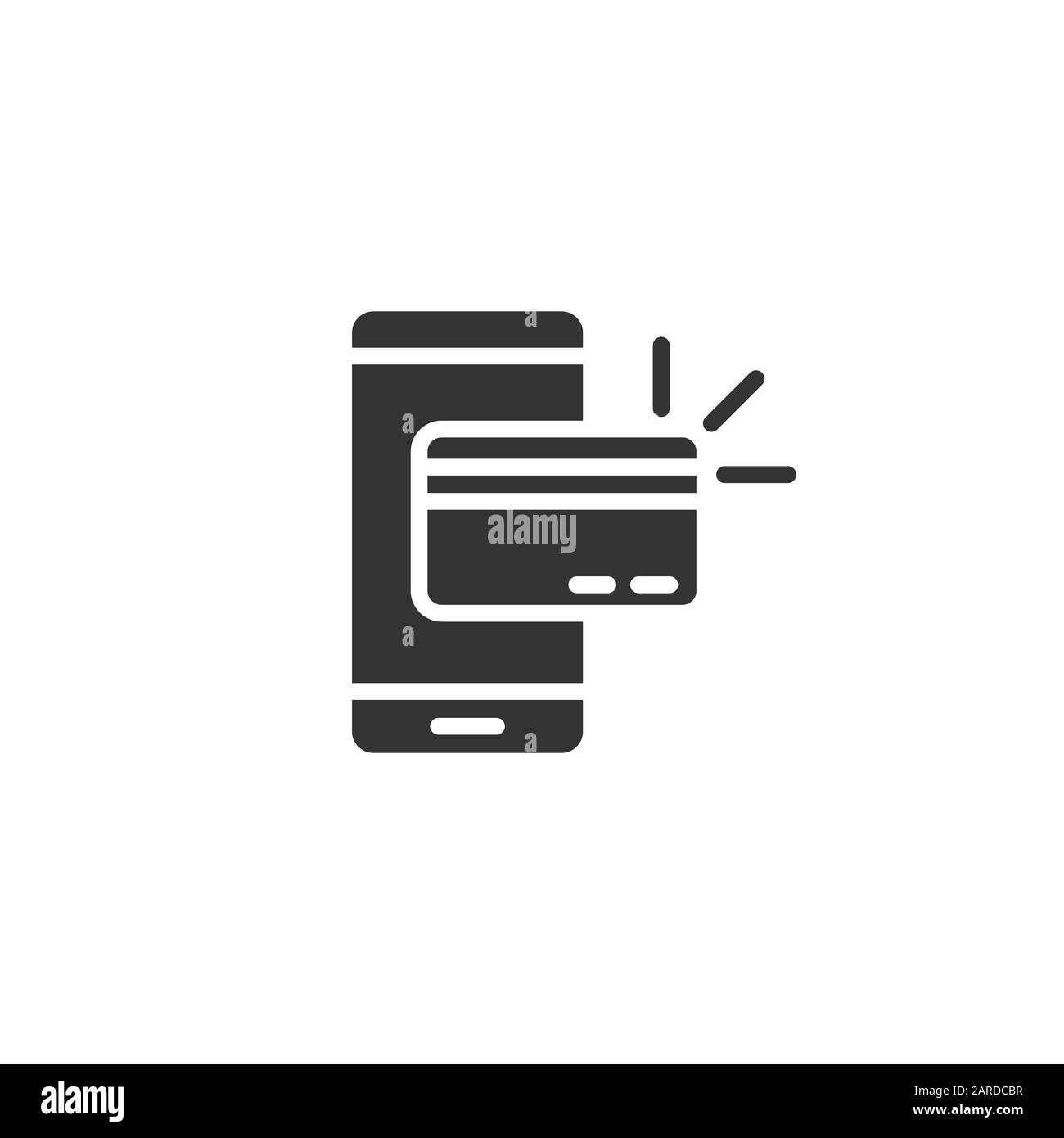 Smartphone Zahlungssymbol in flacher Form. Vektor-Darstellung der NFC-Kreditkarte auf weißem isoliertem Hintergrund. Geschäftskonzept des Bankgeschäfts. Stock Vektor