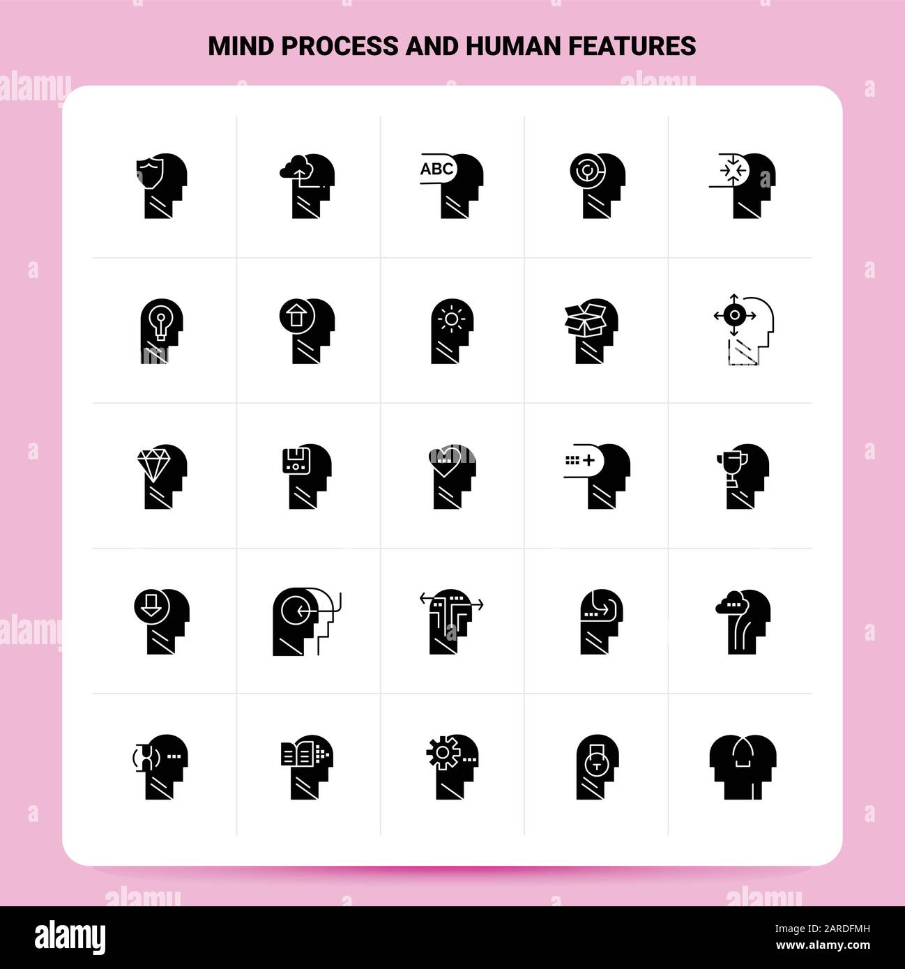 Solid 25 Mind Process And Human Features - Symbolsatz. Vector Glyph ...