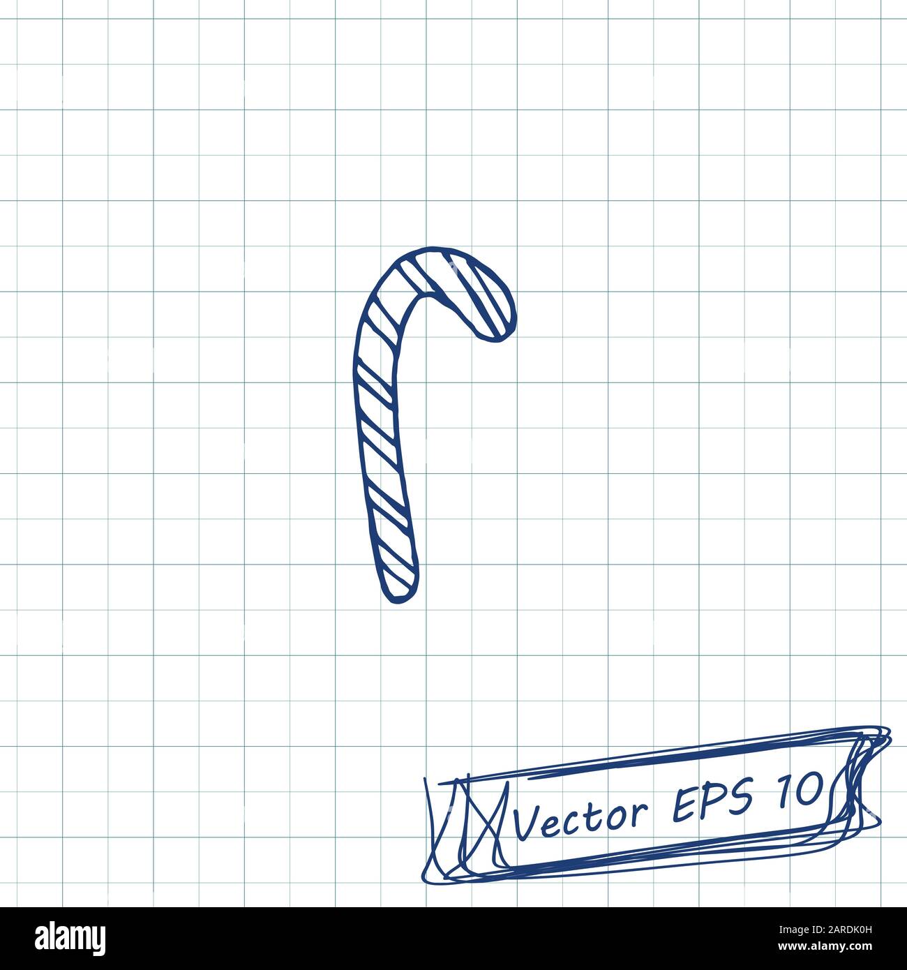 Stil der Kinderzeichnung. Zeichnung von Doodle auf einem Notizbuchblatt. Weihnachtsbonbons. Kontur Stock Vektor