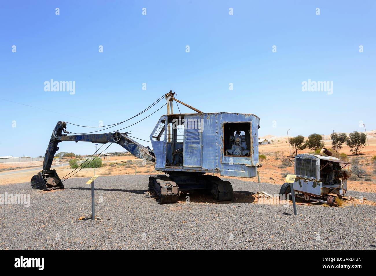 Eine alte Dragline aus Lima, die für den Opalabbau verwendet wird, Andamooka, South Australia, Australien Stockfoto