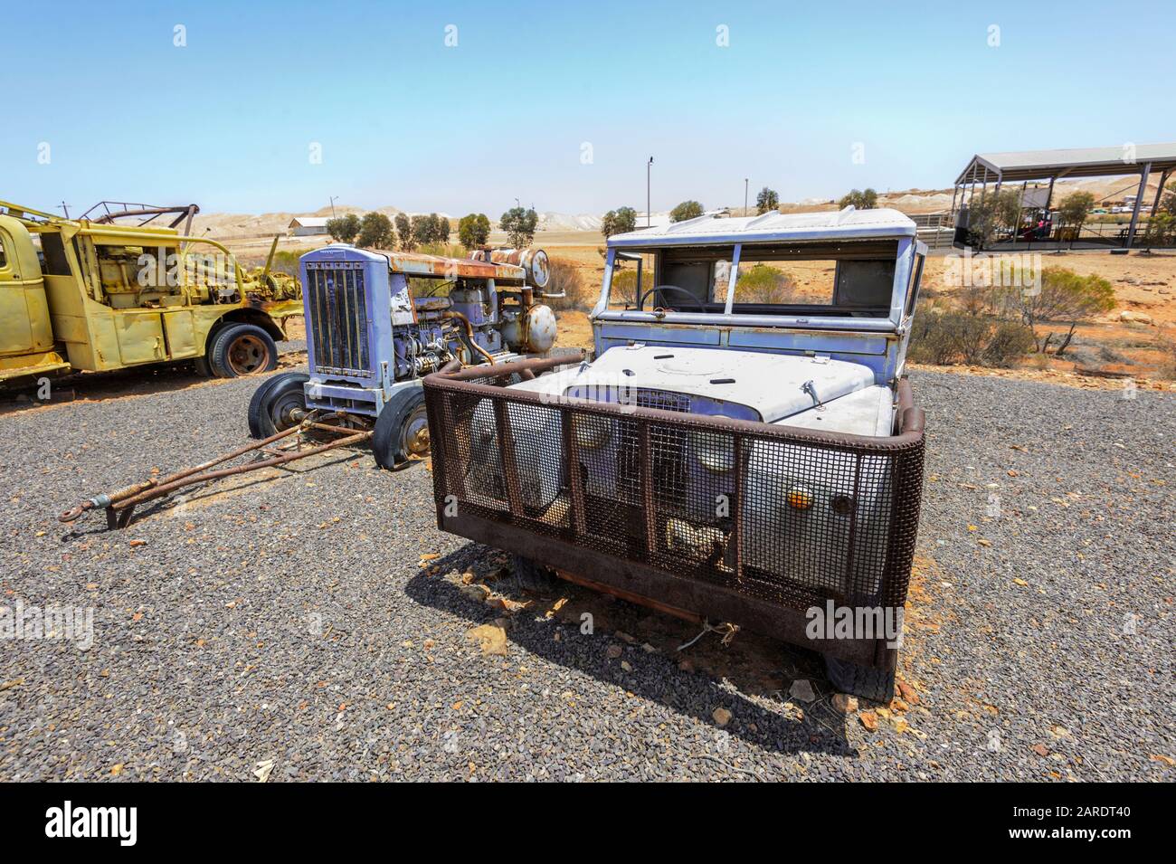 Landrover der "Old 1949 Short Wheel Base"-Serie 1, die für den Opalbergbau, Andamooka, South Australia, SA, Australien verwendet wird Stockfoto