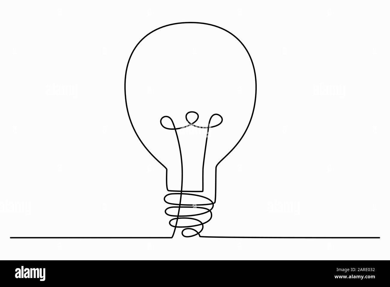 Durchgängige einzeilige Ideenzeichnung (Glühlampe). Konzept der Ideenaufstellung. Vektorgrafiken. Stock Vektor